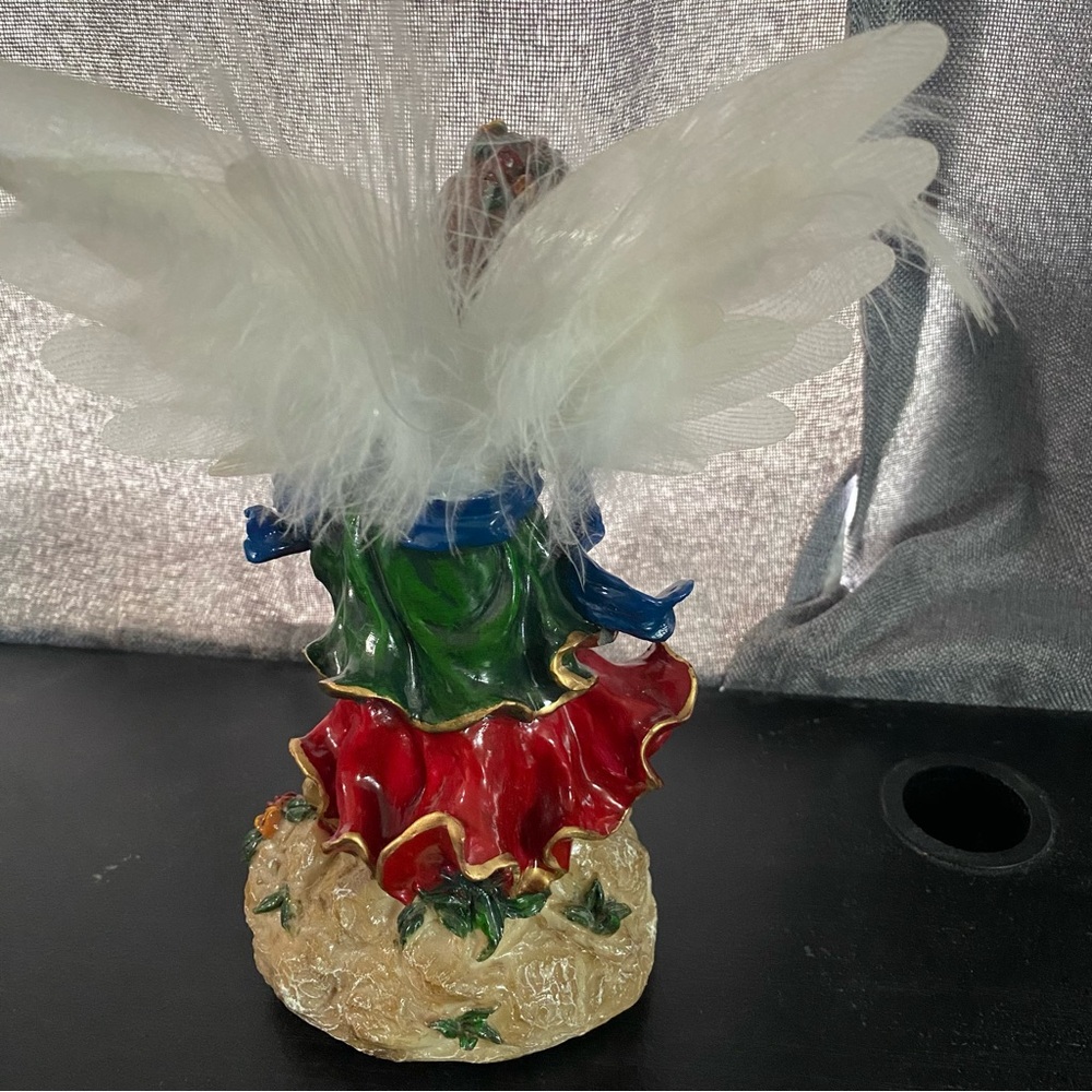 Elegant Fiber Optic Multicolor Angel Sculpture with Guitar - Picture 4 of 6
